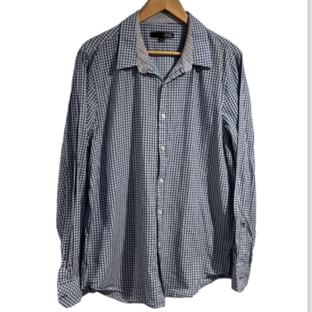 Harve Benard button down Windowpane print cotton casual long sleeve large